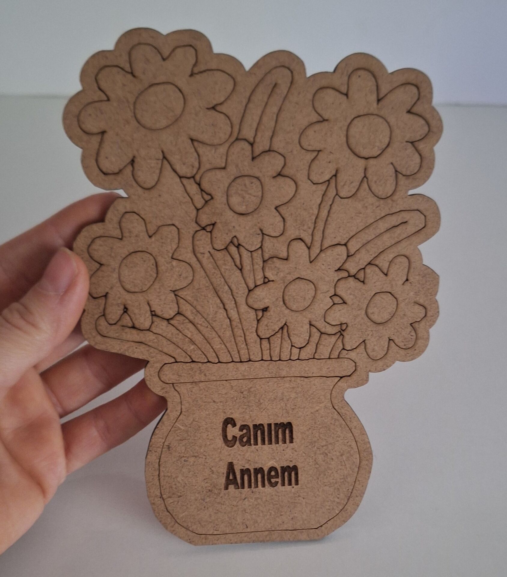 Ebrulisler canım annem kazıma yazılı vazolu çiçek boyama