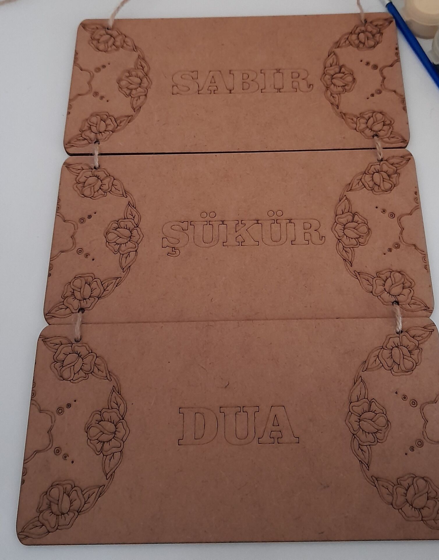 Ebrulisler Ahşap Sabır Şükür Dua Tablosu Boyama