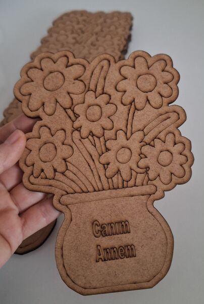 Ebrulisler Canım Annem Çizim Yazılı Vazolu Çiçek Boyama