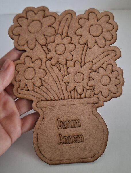 Ebrulisler Canım Annem Çizim Yazılı Vazolu Çiçek Boyama