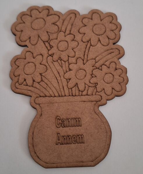 Ebrulisler Canım Annem Çizim Yazılı Vazolu Çiçek Boyama