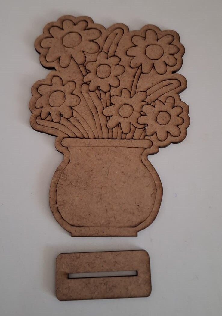 Ebrulisler Ahşap Altlıklı Vazolu Çiçek Anaokulu Kreş Aktivite Sanat Boyama