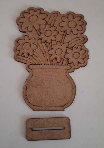 Ebrulisler Ahşap Altlıklı Vazolu Çiçek Anaokulu Kreş Aktivite Sanat Boyama