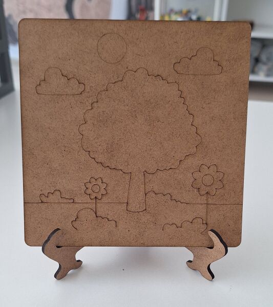 Ebrulisler Çocuklar İçin Boyama Ahşap Ayaklı Manzaralı Tablo