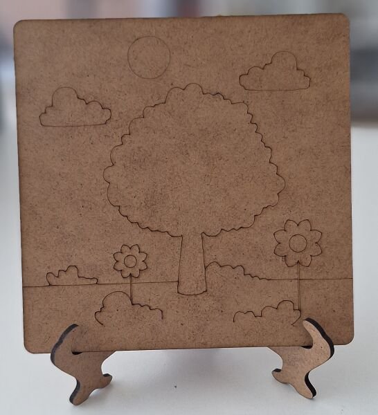 Ebrulisler Çocuklar İçin Boyama Ahşap Ayaklı Manzaralı Tablo