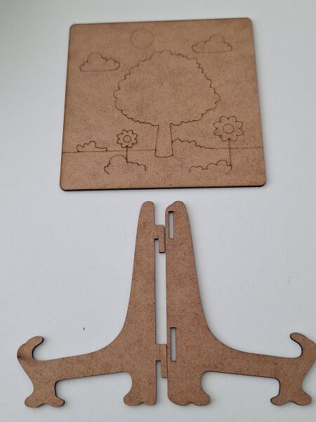 Ebrulisler Çocuklar İçin Boyama Ahşap Ayaklı Manzaralı Tablo