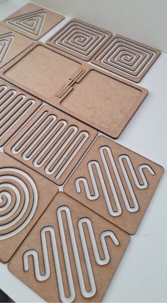 Ahşap Oyuncak Sağ El/sol El Koordinasyon Oyunu, Iki El Çizgi Çalışması, 6 Çizim Seti