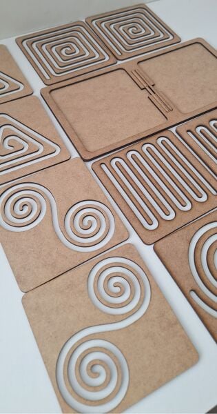 Ahşap Oyuncak Sağ El/sol El Koordinasyon Oyunu, Iki El Çizgi Çalışması, 6 Çizim Seti