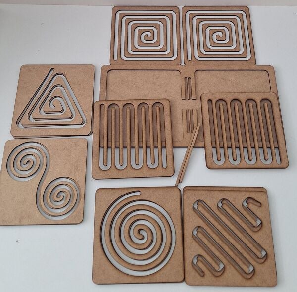 Ahşap Oyuncak Sağ El/sol El Koordinasyon Oyunu, Iki El Çizgi Çalışması, 6 Çizim Seti