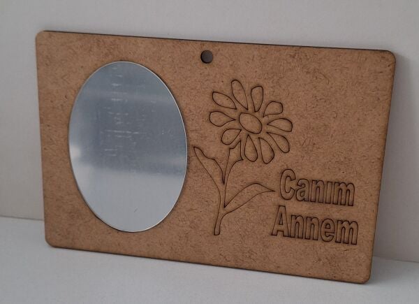 Ebrulisler Ahşap Canım Annem Anneler Günü Boyama Aynalı Duvar Süsü