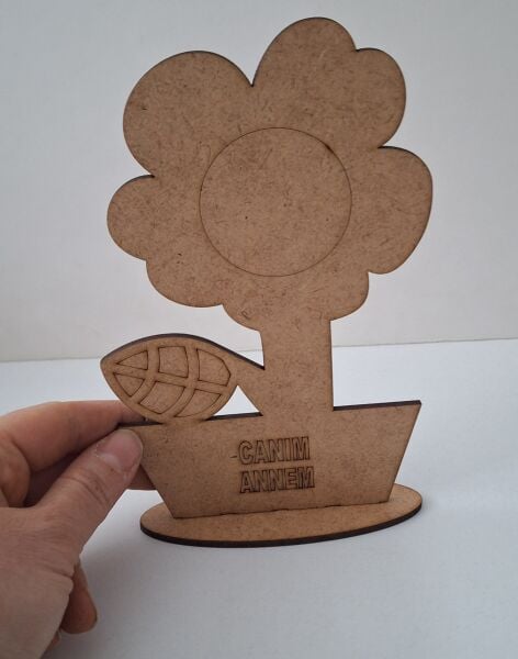 Ebrulisler Ahşap Canım Annem Yazılı Papatya Boyama