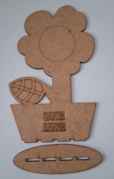 Ebrulisler Ahşap Canım Annem Yazılı Papatya Boyama