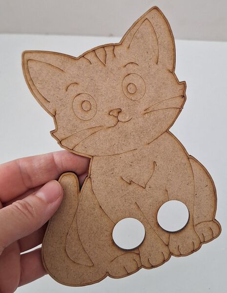 Ebrulisler Ahşap Kedi Kukla Boyama